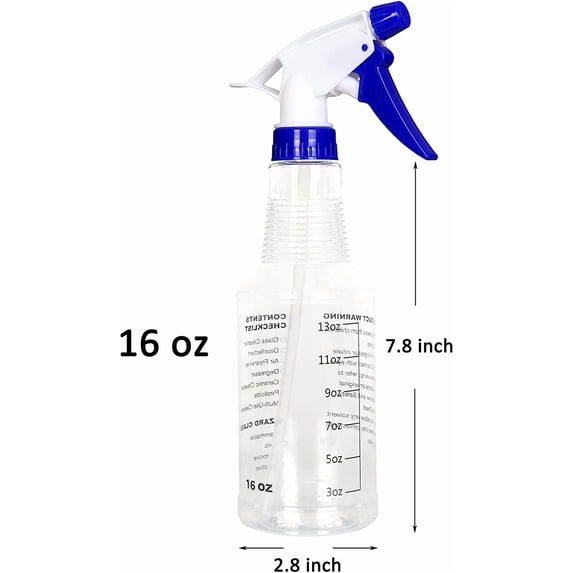 WXXSSB-4 Pack Empty Spray Bottles, 16 Ounce Spray Bottles for Cleaning Solutions, Pressurized Sprayer, Adjustable Nozzle, Printed Measurements and Checkbox