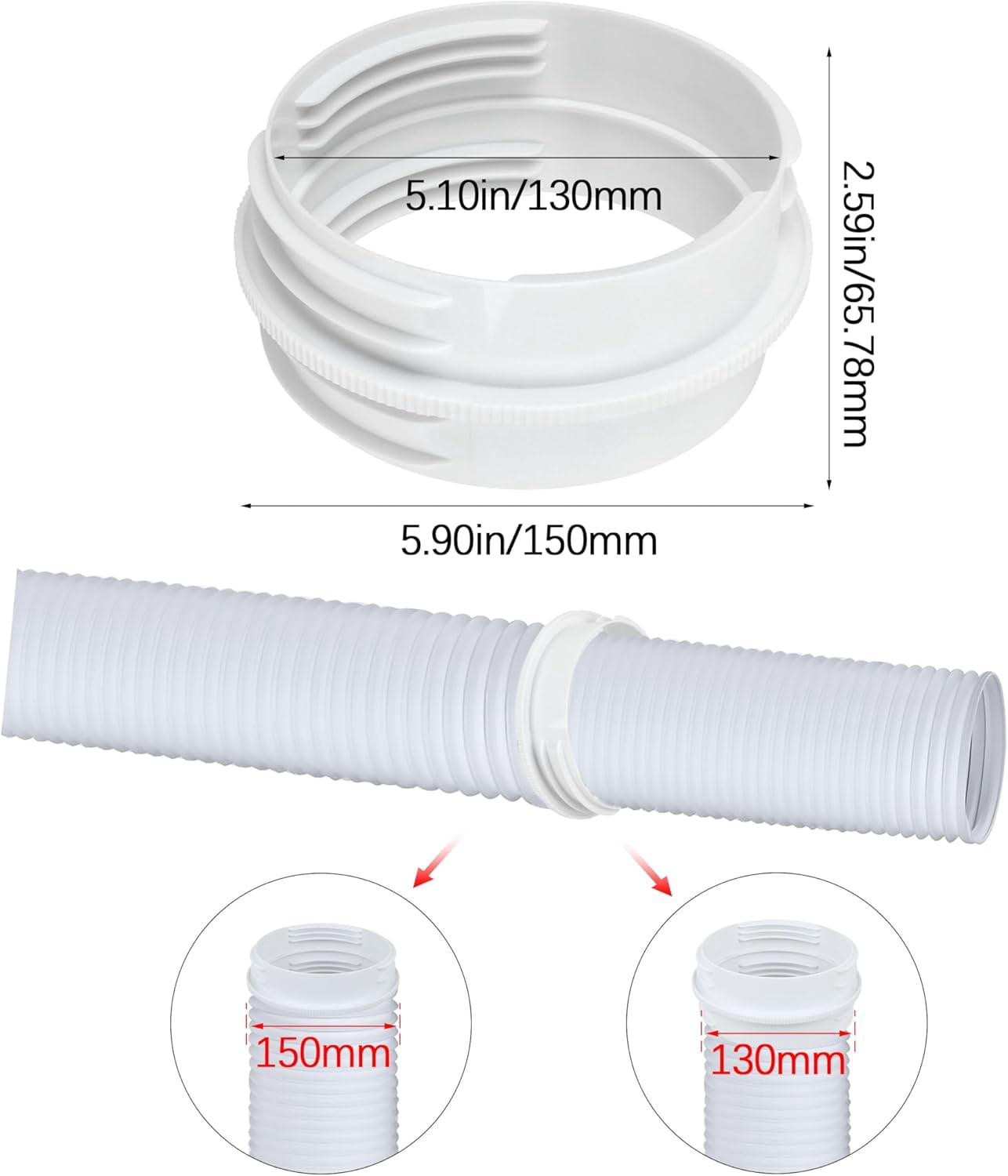 WXXSSB-5.1 Inch / 5.9 Inch Portable Air Conditioner Hose Connector, AC ...