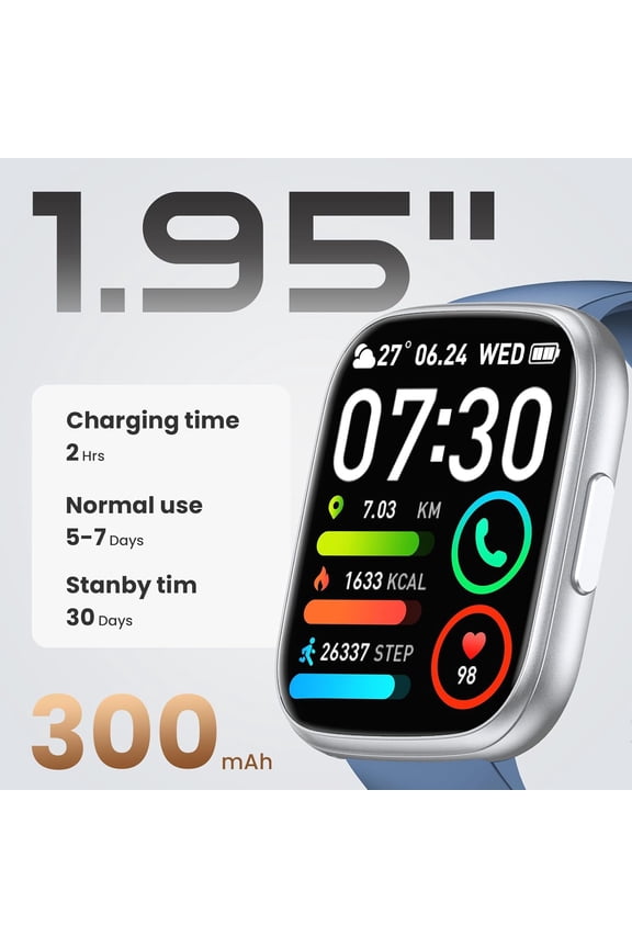 -Smart Watch for Men Women (Answer/Make Call), 1.95" Touch Screen Fitness Tracker with Heart Rate/Sleep Monitor, IP68 Waterproof Smartwatch for Android iOS, Fitness Watch with 120+ Sports Modes