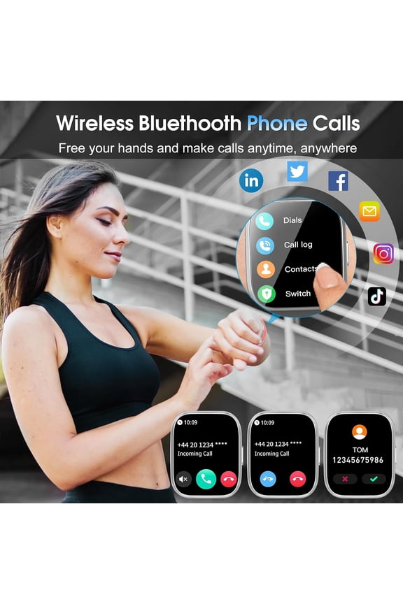 -Smart Watch for Men Women Bluetooth Call, 1.85" HD Touch Screen Fitness Watch with Sleep Heart Rate Monitor, 112+ Sports Modes, IP68 Waterproof Activity Trackers for Android iOS, Blue