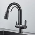 thumbnail image 1 of WXYTOOLS Matte Black Filtered Crane for Kitchen Pull Out Spray 360 Rotation Water Filter Tap Three Ways Sink Mixer Kitchen Faucet (Matte Black), 1 of 6