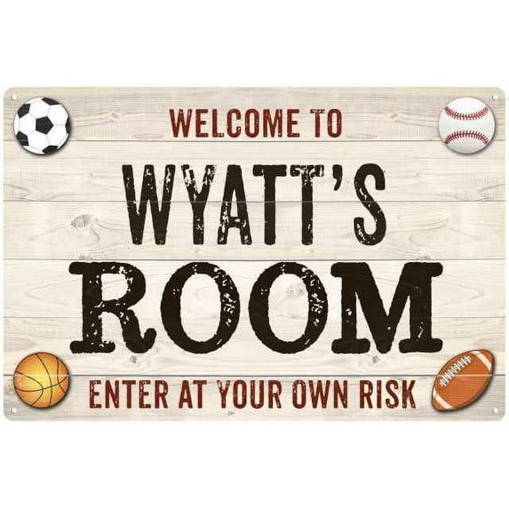 WYATT'S Room Kids Bedroom Sign Boy's 8x12 Metal 208120090082