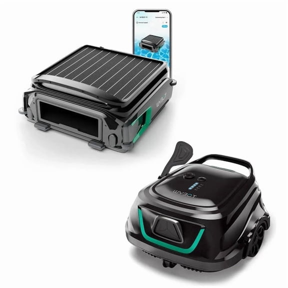 WYBOT A1 Cordless Pool Cleaner & F1 Solar Surface Skimmer Bundle, Dual Filtration, App Control for Flat Above-Ground & Small Inground Pools