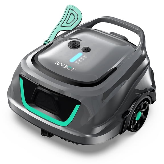 WYBOT A1 Cordless Robotic Pool Cleaner, Automatic Pool Vacuum for Above Ground Pools with 120 Mins, Double Filters, LED Indicator, Charge in 2.5H, 4 Cleaning Modes, Grey & Green