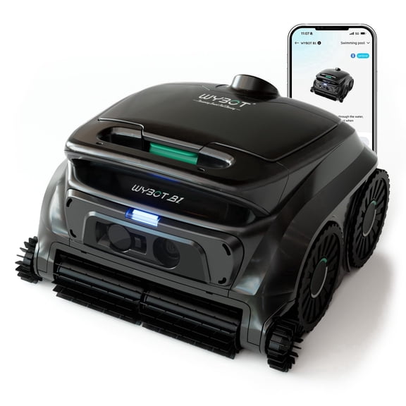 WYBOT B1 Cordless Robotic Pool Cleaner, 120-Min Runtime, App Control & Self-Parking, Lightweight Pool Vacuum for Small Inground & Above Ground Pools, Wall Coverage
