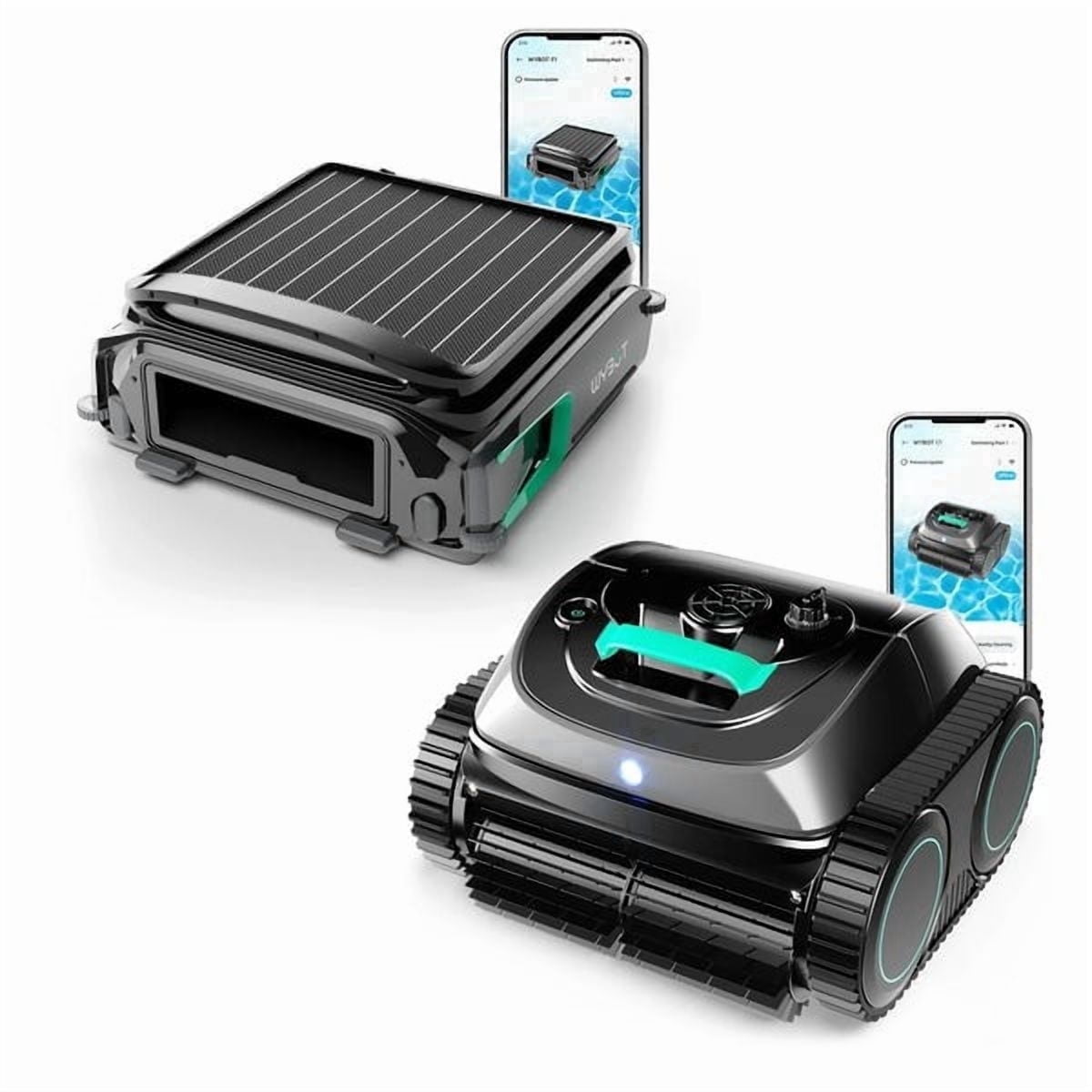 WYBOT C1 Cordless Robotic Pool Cleaner with F1 Solar Powered Surface Skimmer Bundle, 4-in-1 Pool Vacuum with Wall & Waterline Cleaning, Gyroscope Navigation, APP Control, Surface to Bottom Cleaning