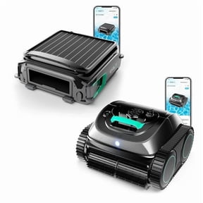 WYBOT C1 Cordless Robotic Pool Cleaner with F1 Solar Powered Surface Skimmer Bundle, 4-in-1 Pool Vacuum with Wall & Waterline Cleaning, Gyroscope Navigation, APP Control, Surface to Bottom Cleaning