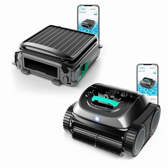 WYBOT C1 Cordless Robotic Pool Cleaner with F1 Solar Powered Surface Skimmer Bundle, 4-in-1 Pool Vacuum with Wall & Waterline Cleaning, Gyroscope Navigation, APP Control, Surface to Bottom Cleaning