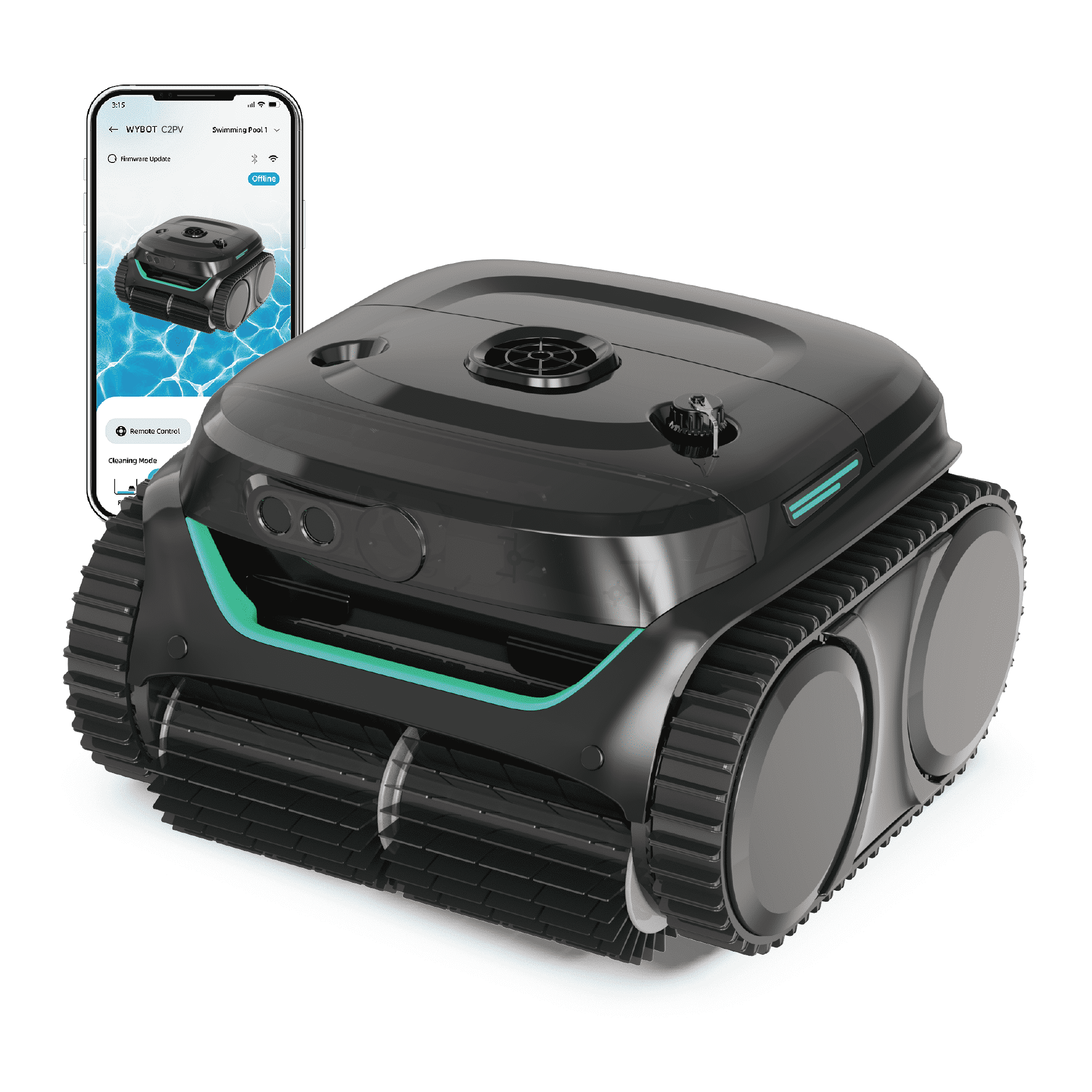 WYBOT C2 Pro Robotic Pool Cleaner with Sonar Navigation, Dual Filters, 7 Cleaning Modes