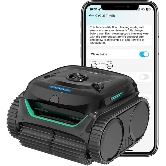 WYBOT C2 Robotic Pool Vacuum Cleaner, Cordless, App Controlled, 180-Min Runtime