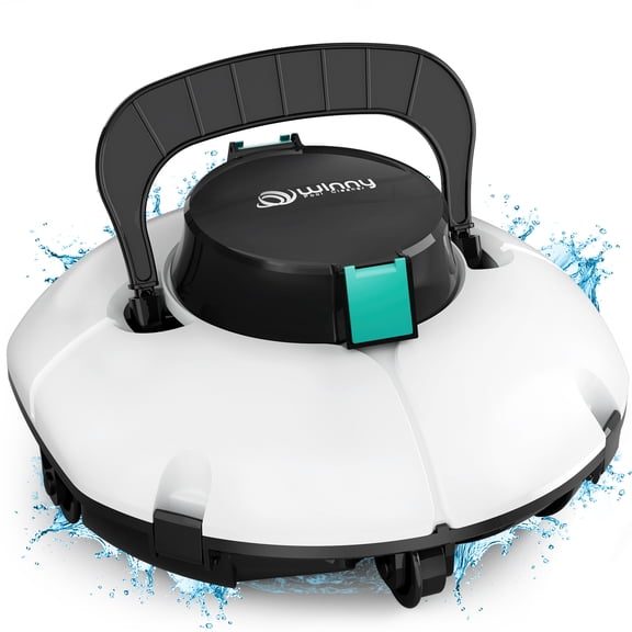 (2026 Upgrade) Cordless Robotic Pool Cleaner, Automatic Pool Vacuum with Dual Filters for Flat Above-Ground Pools up to 645 sq.ft, 80-Min Runtime, Auto-Parking (White & Green)