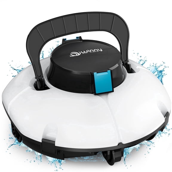 (2026 Upgrade) Cordless Robotic Pool Cleaner, Automatic Pool Vacuum with Dual Filters for Flat Above-Ground Pools up to 645 sq.ft, 80-Min Runtime, Auto-Parking (White & Blue)
