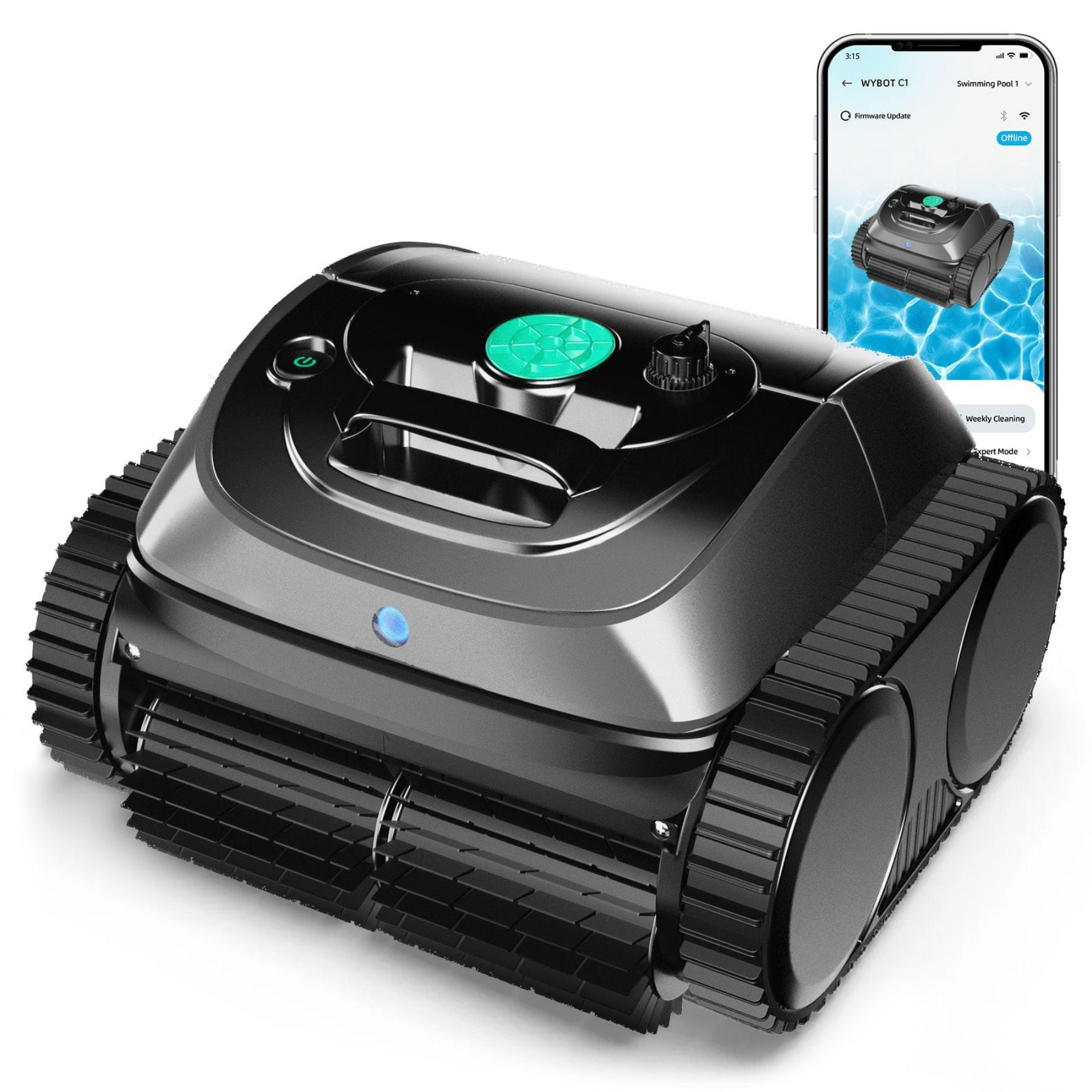 WYBOT C1 Cordless Robotic Pool Vacuum Cleaner for In-Ground Pools up to 1600 sq. ft, 150 Mins Runtime with Wall Climbing Function, Larger Top-Loading Filters