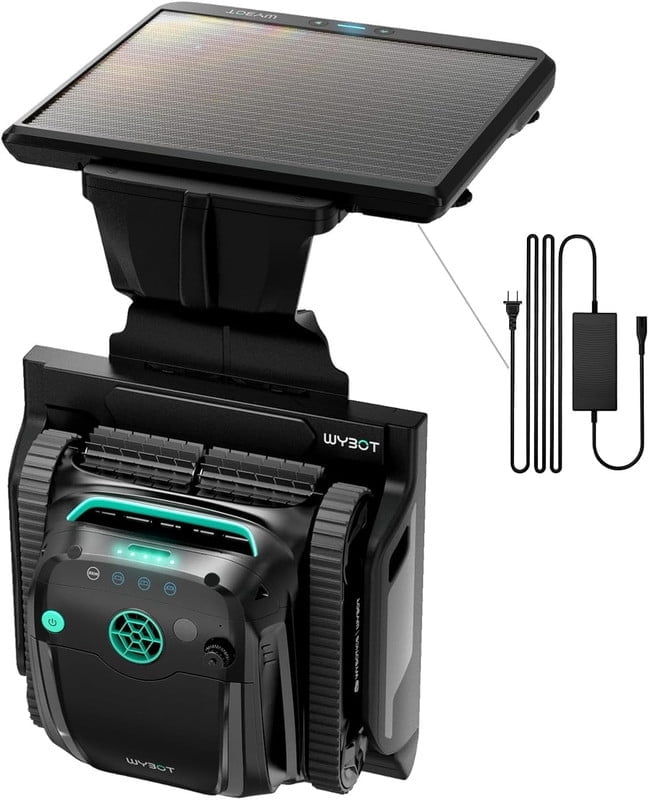 WYBOT S2 Solar Robotic Pool Cleaner with Solar-Powered Charging Dock, 3D Adsorption System