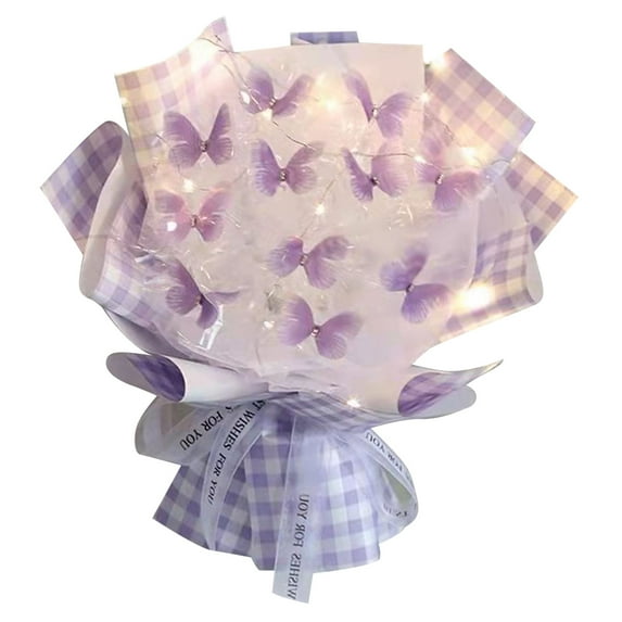 WYBXZ 11PC Butterflies Flower Bouquet Gift Set with LED Light for Valentine's Day, Birthday, Anniversary, Engagement, DIY for Teacher Woman Lovers