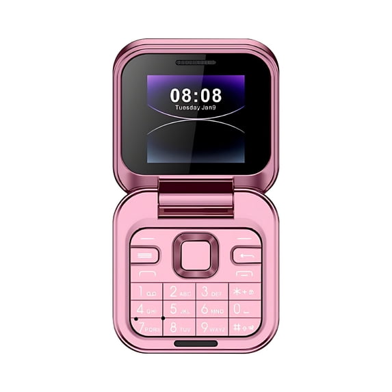 WYBXZ 2024 New Mini Flip Mobile Phone, 2 SIM Card Small Display Foldable Cell Phone, Unlocked Flip Phone 2G Flip Cell Phone for Seniors(Pink)