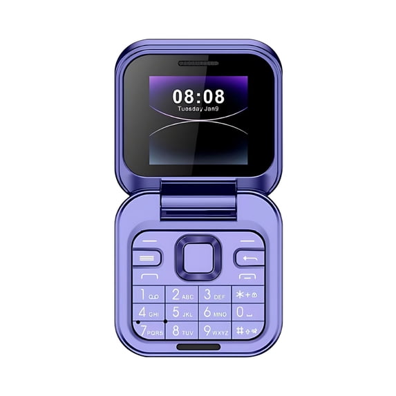 WYBXZ 2024 New Mini Flip Mobile Phone, 2 SIM Card Small Display Foldable Cell Phone, Unlocked Flip Phone 2G Flip Cell Phone for Seniors(Purple )