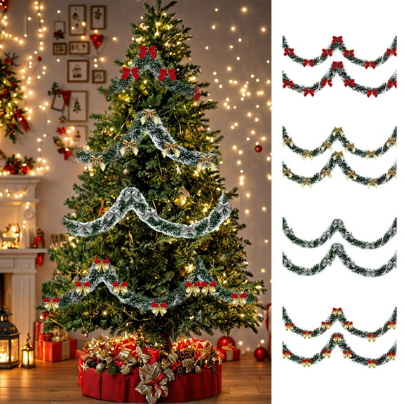 WYBXZ 2M Christmas Wool Strip Ribbon, Multicolor Pull Flower Garland for Tree Window Holiday Home Decor C