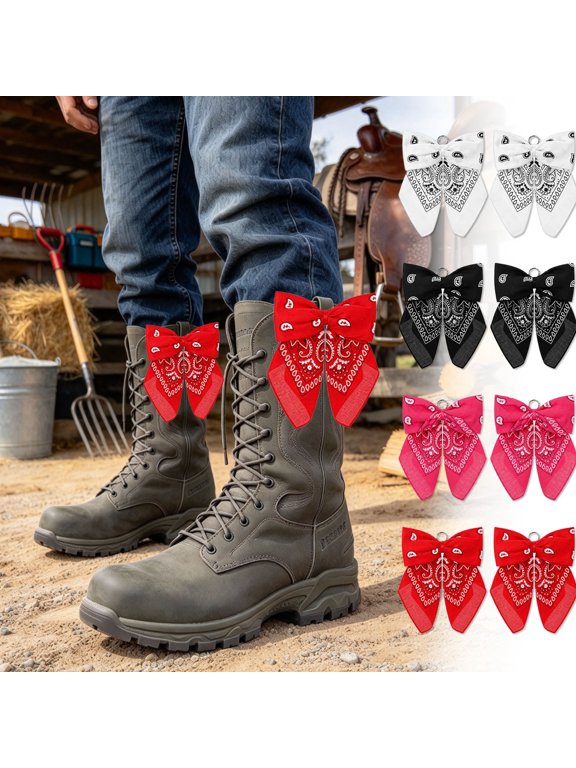 2PC Western Boot Bows, Black Polyester Cowboy Boot Clips for Rodeo
