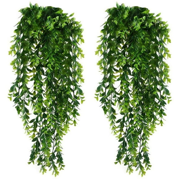 WYBXZ 2pcs Artificial Hanging Plants, Faux Pothos Vines Hanging Plant Greenerys, Ivy Drooping Plant for Wall Indoor Outside Garden Wedding Hanging