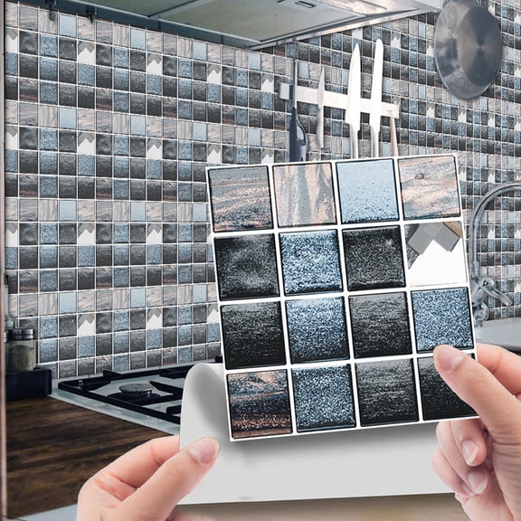 WYBXZ 3D Crystal Tile Stickers 10-Pack Style E, Self-Adhesive Waterproof Wall Tiles for Kitchen Backsplash, Bathroom Renovation, DIY Home Decor