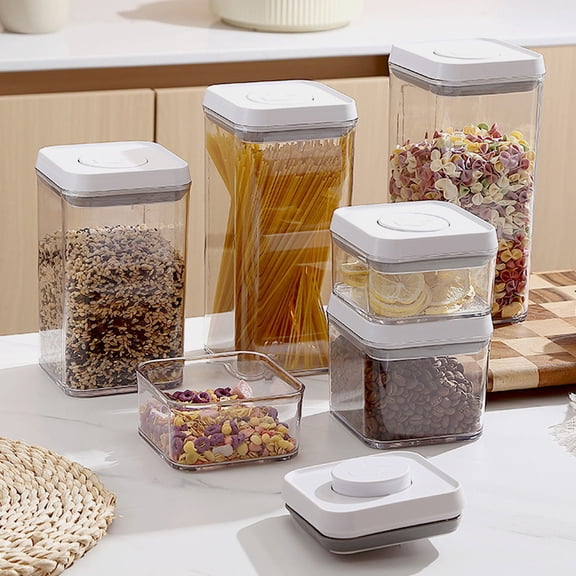 WYBXZ 450ml Small Press Seal Jar, Clear Plastic Canister with One-Touch Lid for Spices & Candy, Stackable Kitchen Container for Pantry, Mini Food Storage for Travel & Bathroom