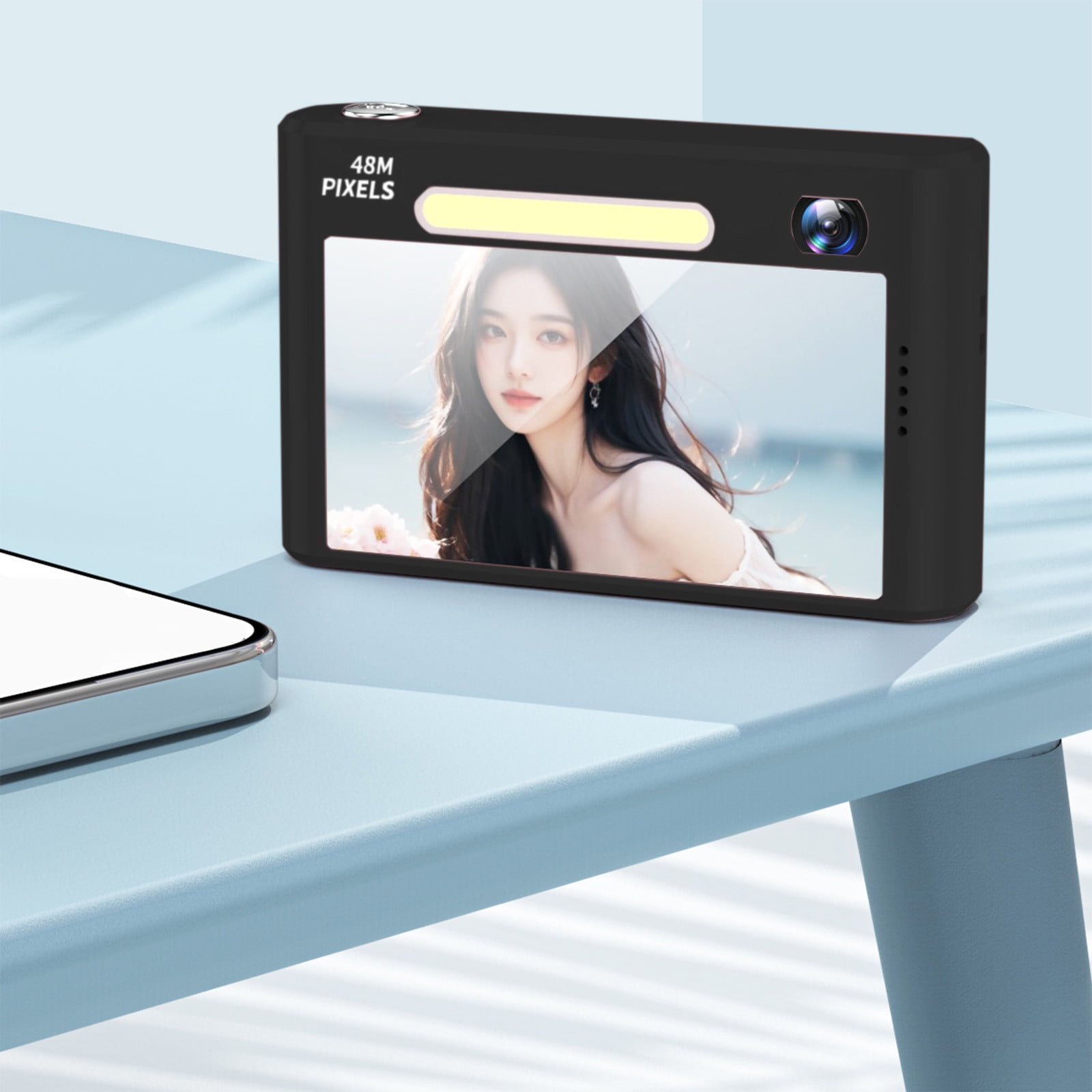 WYBXZ 48MP HD Digital Camera 2.4in IPS Screen, Take Photos and Videos, Travel Camcorder with Night Flash Light and Mirror Beauty Selfie, Supports OTG Transmission, 8X Digital Zooms