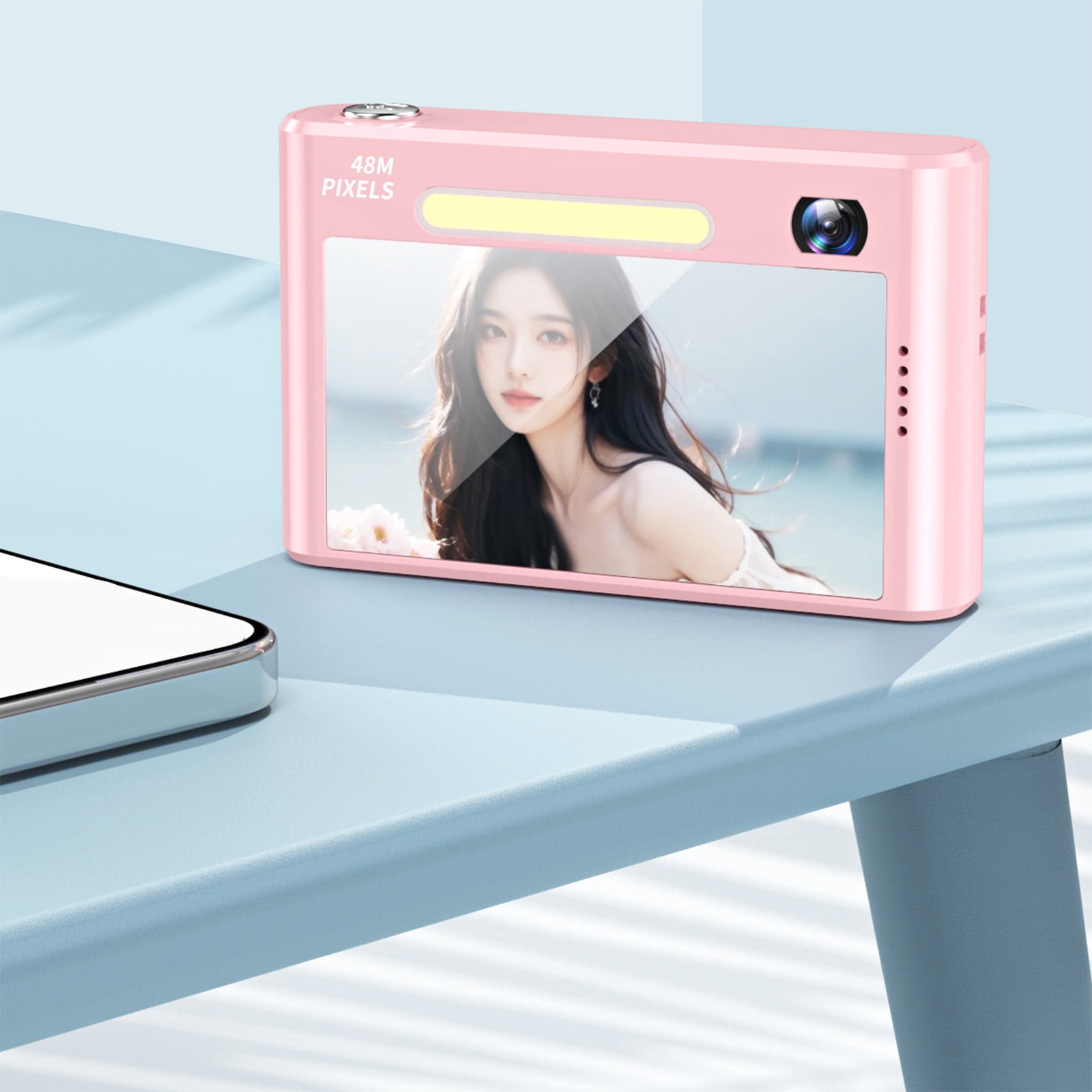 WYBXZ 48MP HD Digital Camera 2.4in IPS Screen, Take Photos and Videos, Travel Camcorder with Night Flash Light and Mirror Beauty Selfie, Supports OTG Transmission, 8X Digital Zooms