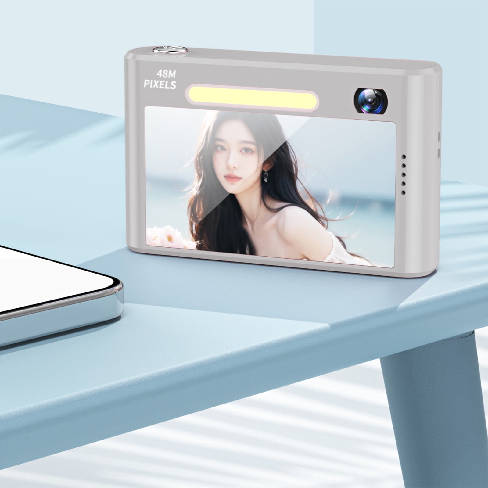 WYBXZ 48MP HD Digital Camera 2.4in IPS Screen, Take Photos and Videos, Travel Camcorder with Night Flash Light and Mirror Beauty Selfie, Supports OTG Transmission, 8X Digital Zooms