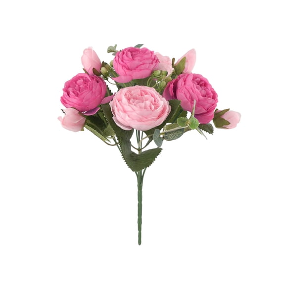 WYBXZ Artificial Flowers, 5-Fork Embroidered Peony Silk Bouquet, Reusable Bouquet of Rose Flowers for Valentine Wedding Birthday Party