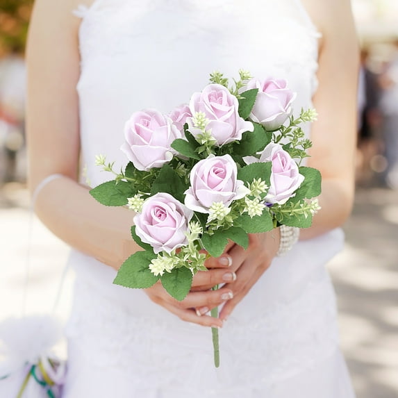 WYBXZ Artificial Mini Rose Bouquet, Bridal Flower Bouquets Fake Roses for Home Office Garden Party Wedding Christmas Decoration