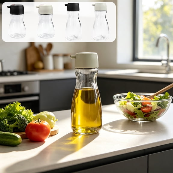 WYBXZ Black Lid Japanese Oil Bottle – Style D Glass Condiment Dispenser, Ergonomic Shape, Splash-Free for Summer Cooking