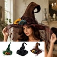 thumbnail image 1 of WYBXZ Black Witch Hat Halloween Costume Accessory with Mesh Ruffles, Gothic Satin Hat for Party, Festive Headwear One Size, Polyester, 1 of 9