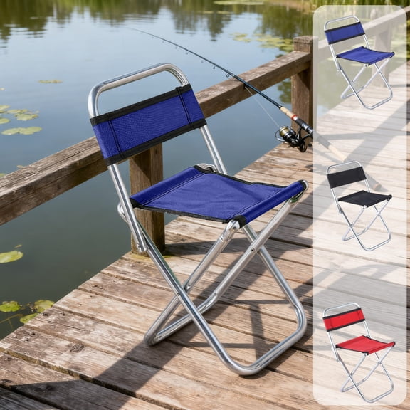 WYBXZ Blue Outdoor Folding Stool - Rust-Proof Metal Chair for Yard & Fishing, Tool-Free Setup - Rest Chair for Concert & Sporting Event - Summer Gear
