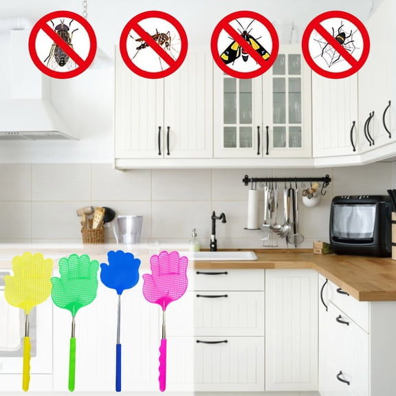 WYBXZ Blue Telescopic Fly Swatter – Extendable Handle for High Ceilings – Soft Rim Won't Damage Walls, Lightweight for Kitchen & Patio