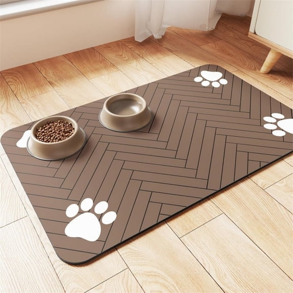 WYBXZ Brown Diatom Mud Pet Feeding Mat, Absorbent & Non-Slip Floor Mat for Dog & Cat Bowls, Quick-Drying Kitchen & Entryway Mat
