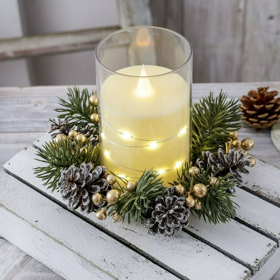 WYBXZ Candle Cup Candlestick Wreath Decoration, Wreath Candle Ring for Wedding Party Home Table Decor, Fall Party Decorations