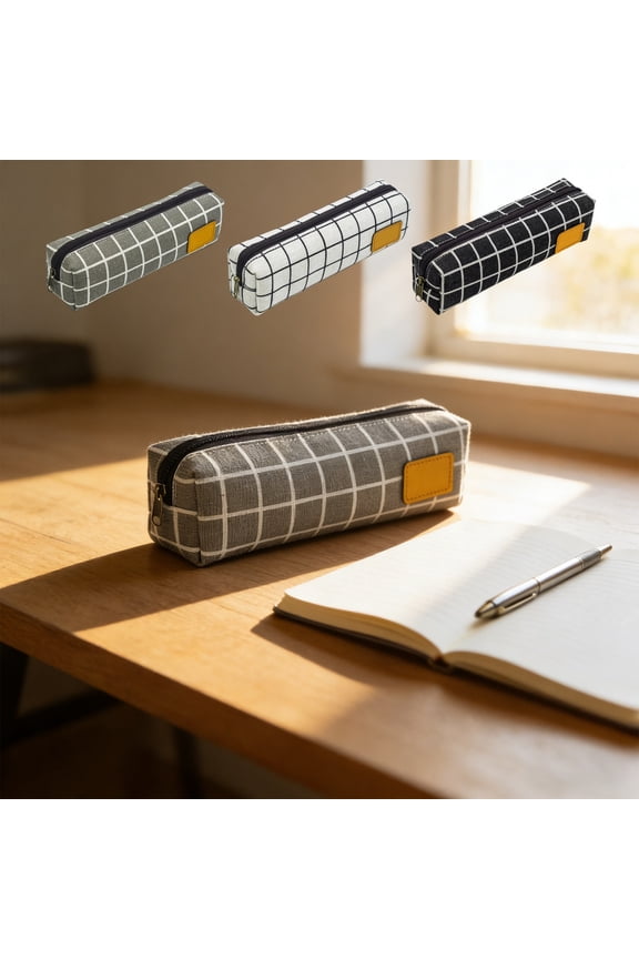 Canvas Pencil Case in Black – Professional Look for Office, Tear-Resistant Fabric, Metal Zipper, Tech Pouch for Chargers, Compact for Backpack, Everyday Carry Essential