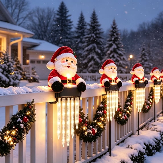 WYBXZ Christmas Fence Peeker, Resin Cascading Icicle Lights for Outdoor Railing