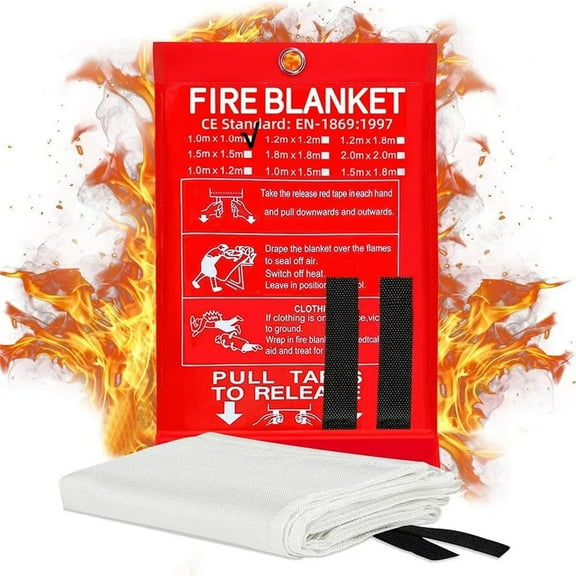 WYBXZ Fire Blanket for Home and Kitchen, Emergency Fire Blanket, for Camping, Grill, Car, Office, Warehouse, School, Picnic, Fireplace, 1m X 1m