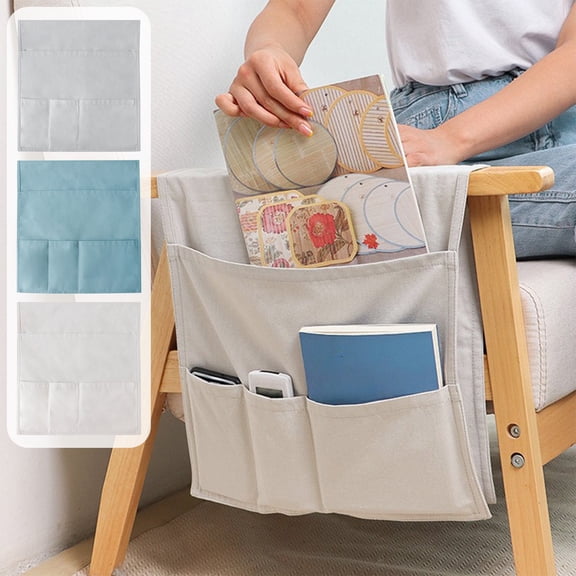WYBXZ Gray Sofa Armrest Organizer Hanging Caddy Storage Bag with Multiple Pockets Remote Holder for Couch Magazine Phone 32.28in