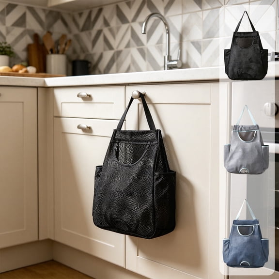 WYBXZ Gray Wall Mount Plastic Bag Storage Holder Kitchen Organizer Mesh Dispenser with U-Shaped Top Opening for Grocery Bags