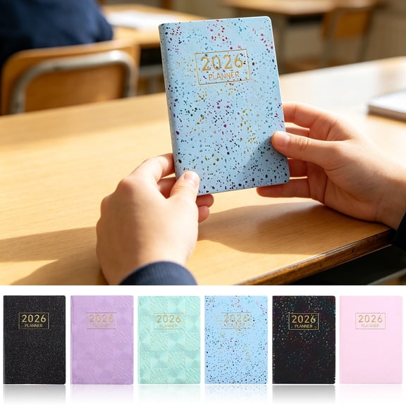 WYBXZ Green Holographic A7 Notebook for Back to School Organizer, Starlight Faux Leather Planner for Purse or Backpack
