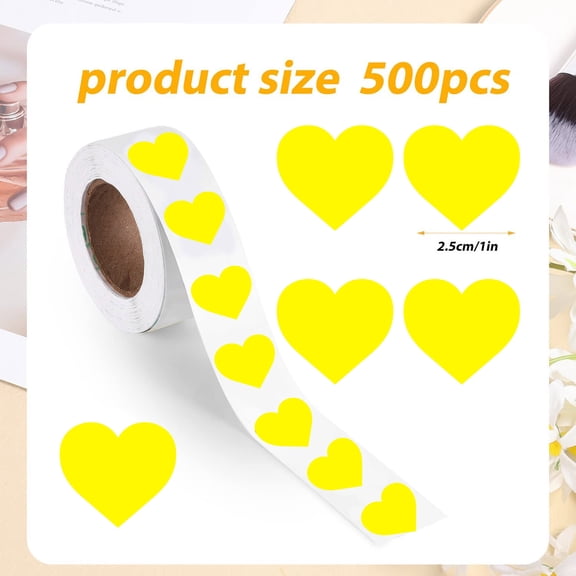 WYBXZ Heart Stickers, Self Adhesive Love Decorative Labels for Wedding Valentine’s Day Award Christmas Supplies, 500 Labels/roll