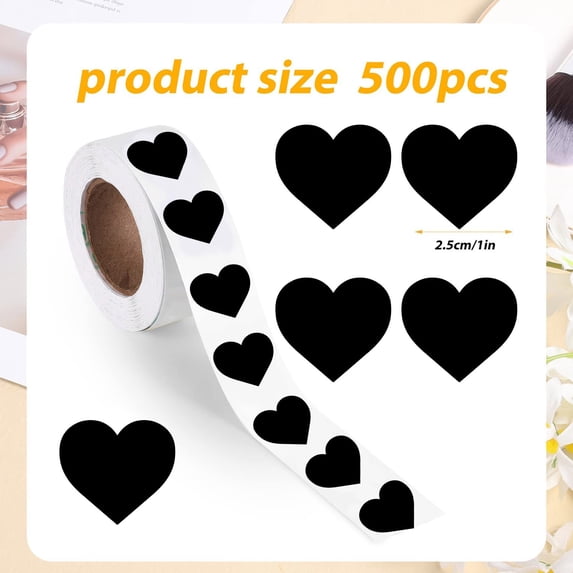 WYBXZ Heart Stickers, Self Adhesive Love Decorative Labels for Wedding Valentine’s Day Award Christmas Supplies, 500 Labels/roll