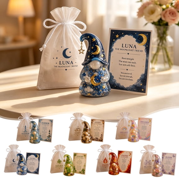 WYBXZ Mini Resin Gnome Figurine Style E with Gift Card 3.5 Inch Pocket-Sized for Encouragement Gift Birthdays Christmas, Good Luck Pocket Friend