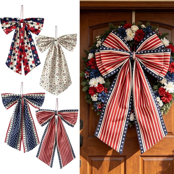 WYBXZ Patriotic Large Bow Door Decoration C 90x60cm Independence Day Party Ornament for 4th of July Summer