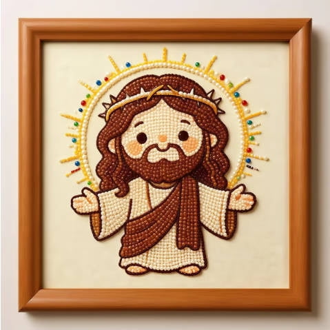 WYBXZ Pearl Art Kit – Style B – Biblical Scene Diamond Art for Summer Staycation – Pre-Sorted Beads, Frame, Step-by-Step Instructions