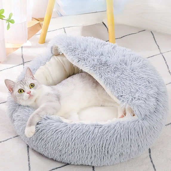 WYBXZ Pet Sleeping Bed, Semi Enclosed Kitty Bed, Indoor Pet Bed with Cover Non Slip, Semi Enclosed Pet Shells Nests Calming Pet Nests, Winter Warm Cats Bed