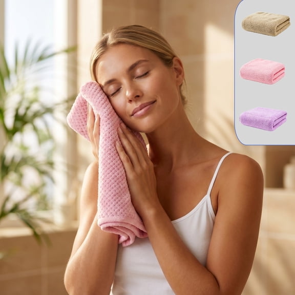 WYBXZ Pink Coral Fleece Bath Towel Super Absorbent Hand Towel for Summer Getaway, Graduation Gift, 13.3x29.1in, Soft & Quick Dry